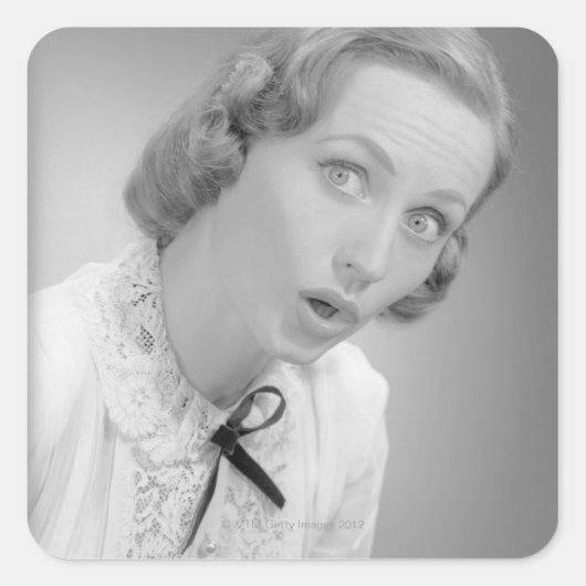 gezichtsuitdrukkingen vierkante sticker (Voorkant)