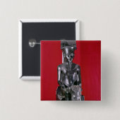 Geziend beeld van de god Amon dat bescherming bied Vierkante Button 5,1 Cm (Voorkant /achterkant)