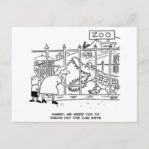 Gezin in de dierentuin. Vader opgeslokt door allig Briefkaart
