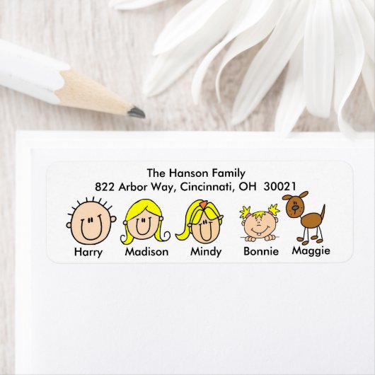Gezin met Adresetiketten Etiket (Insitu)