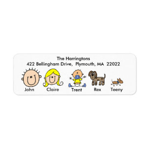 Gezin met twee honden Adresetiketten Etiket
