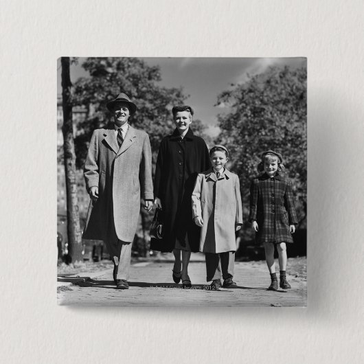 Gezinlopen Vierkante Button 5,1 Cm (Voorkant)