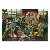 gezins diner in een diner met Jukebox (Voorkant Horizontaal)