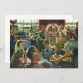  gezins diner in een diner met Jukebox (Voorkant / Achterkant)