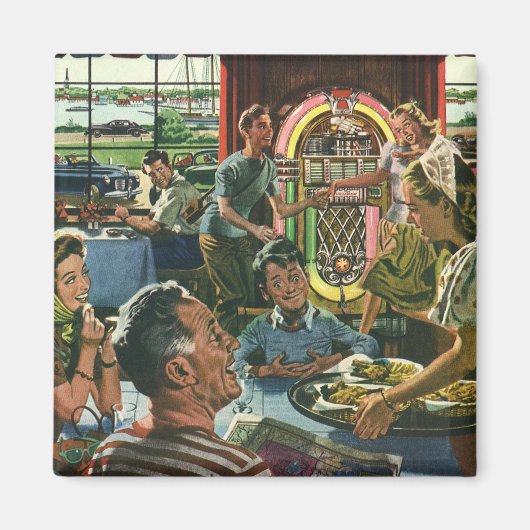 gezins diner in een diner met Jukebox Magneet (Voorkant)