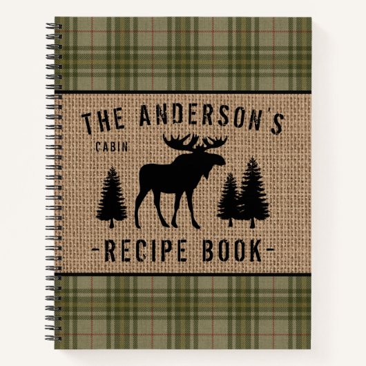 Gezinscabine Moose Trees Pset Burlap Recipe Notitieboek (Voorkant)