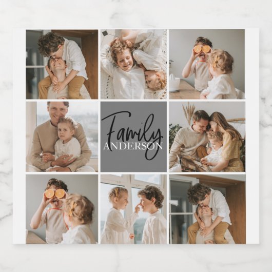 GezinsCollage Foto en persoonlijke grijscadeautjes Bier Etiket (Enkel label)