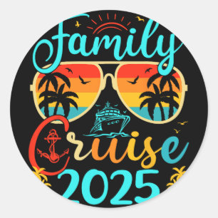 Gezinscruise 2025 Zomer Vakantie Matchende Familie Ronde Sticker