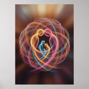 Gezinseenheid in abstract poster