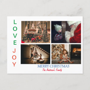 Gezinsfoto Collage Vier Foto's Kerst Briefkaart