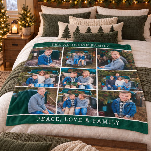 Gezinsfoto Collage Vrede Liefde Fleece Deken