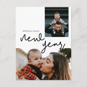Gezinsfoto Greeting Modern nieuwjaar script Briefkaart