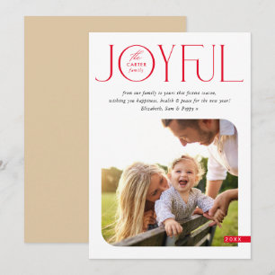 GEZINSFOTO moderne elegante typografie VREUGDEVOL Feestdagenkaart
