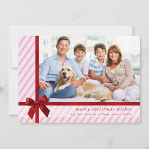GEZINSFOTO schattig ingepakt met rode linten roze Feestdagenkaart