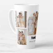 Gezinsfotocollage - 5 foto's en aangepaste tekst latte mok (Linkerhoek)