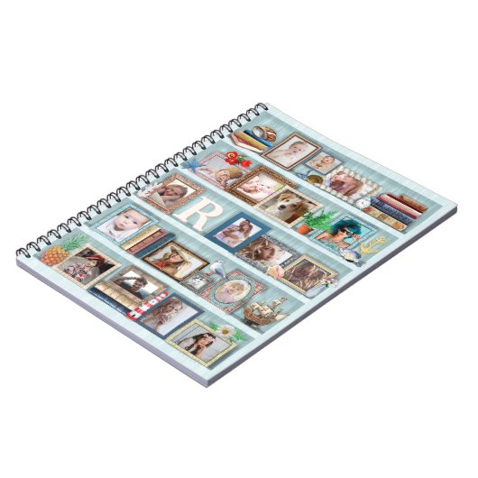 Gezinsfotocollage Beach Bookcase, speciaal geperso Notitieboek (Linkerzijde)