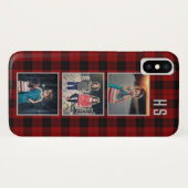 Gezinsfotocollage monogram | Rode buffelplaat Case-Mate iPhone Case (Achterkant (horizontaal))