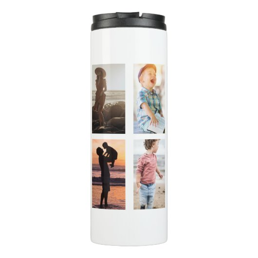 Gezinsfotocollage monogram thermosbeker (Achterkant)