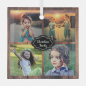 Gezinsfotocollage, monogrammen glas ornament (Voorkant)