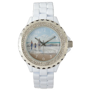 Gezinsfototekst wit horloge