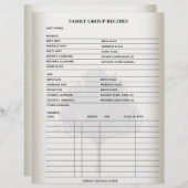 Gezinsgegevens Genealogie Fillable Form Sjabloon (Voorkant / Achterkant)