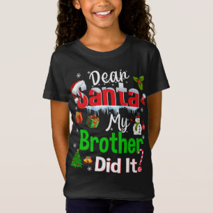 Gezinsgrappige kerstman Mijn broer heeft het Chris T-shirt