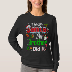 Gezinsgrappige kerstman Mijn broer heeft het Chris T-shirt