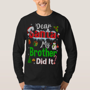 Gezinsgrappige kerstman Mijn broer heeft het Chris T-shirt