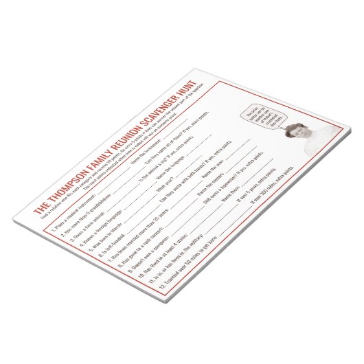 Gezinshereniging Aangepaste sccavenger Hunt game | Notitieblok (Schuin)