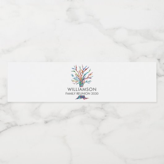 Gezinshereniging - Gepersonaliseerde familiestruct Waterfles Etiket (Enkel label)