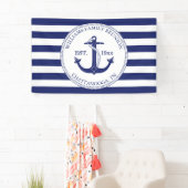 Gezinshereniging Nautical Anchor Monogram gestript Spandoek (Insitu)
