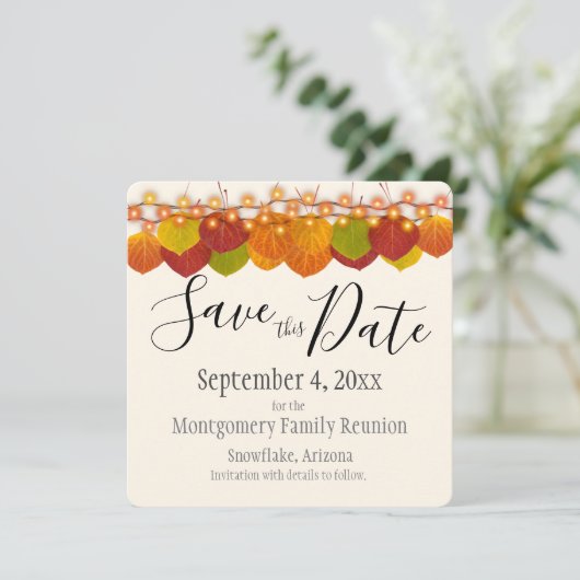 Gezinshereniging Opslaan Datum Herfst Aspen verlaa (Staand voorkant)