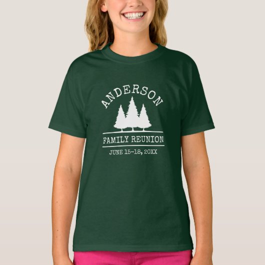Gezinshereniging Rustic Pine Trees Green Kind T-shirt (Voorkant)