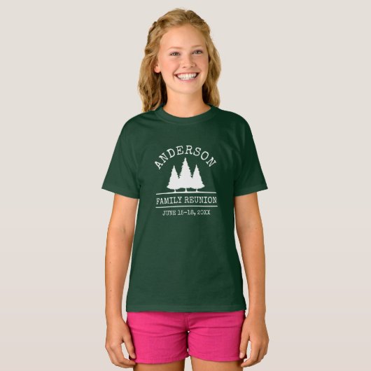 Gezinshereniging Rustic Pine Trees Green Kind T-shirt (Voorkant volledig)