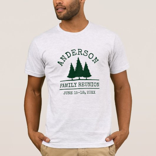 Gezinshereniging Rustic Pine Trees Grey T-shirt (Voorkant)