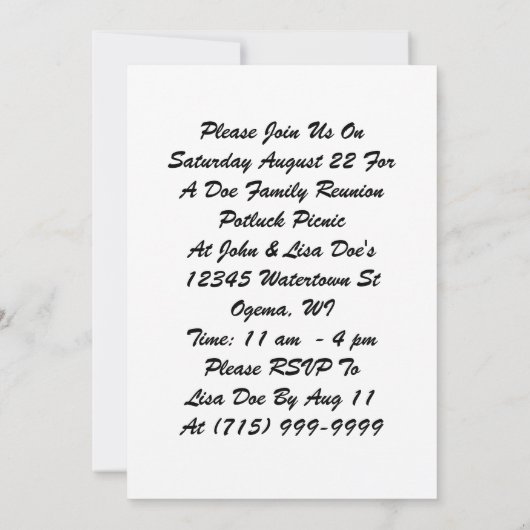 Gezinshereniging Snowman Uitnodiging (Achterkant)