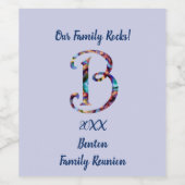 Gezinshereniging Stropdas-kleurstofstijl Letter B  Wijn Etiket (Enkel label)