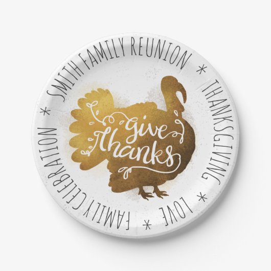 Gezinshereniging Thanksgiving. Personaliseer. Papieren Bordje (Voorkant)