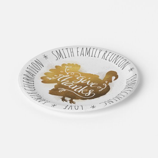 Gezinshereniging Thanksgiving. Personaliseer. Papieren Bordje (Gekanteld)