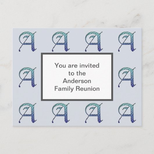 Gezinshereniging Uitnodiging Striped Letter A Init (Voorkant)