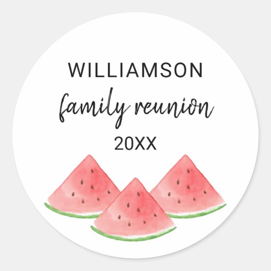 Gezinshereniging watermeloen ronde sticker (Voorkant)