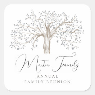 Gezinshereniging Waterverf Familiestructuur Vierkante Sticker