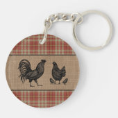 Gezinshuis  Red Pset Burlap 2 Sided Sleutelhanger (Achterkant)