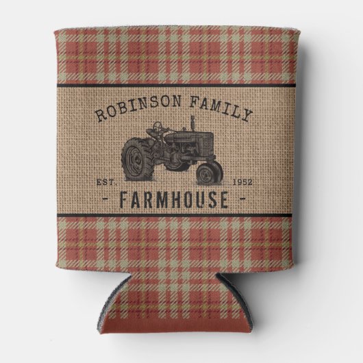 Gezinshuis Rustic Tractor Red Play Burlap Blikjeskoeler (Voorkant)