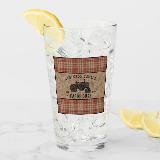 Gezinshuis Rustic Tractor Red Play Burlap Glas (Voorkant ijs)