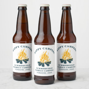 Gezinskampeeruitje op maat Reünie Reis Bos Kampvuu Bier Etiket