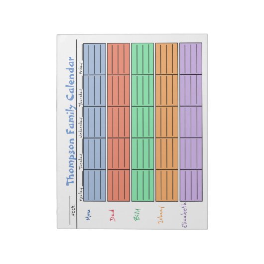 Gezinskleurige planner - Aangepaste planner Notitieblok (Gedraaid)