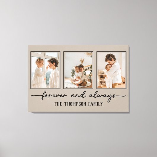 Gezinsleden Greige Custom Photo Collage Wall Canvas Afdruk (Voorkant)