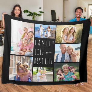 Gezinsleven is het beste leven 7 foto zwart fleece deken