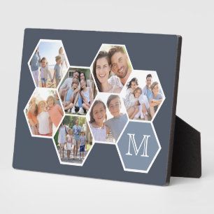 Gezinsmonogram fotocollage Blauwe harsen Fotoplaat